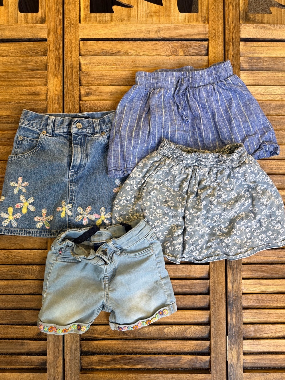 GAP & Lands End Girls Blue Mix Skirt & Shorts Set Blue Denim 6/7 Small Bundle